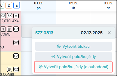 Vytvoření dlouhodobé výpůjčky