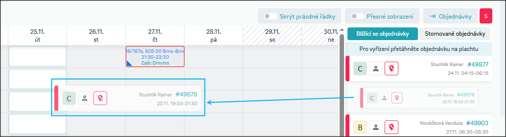 Přiřazení vozidla