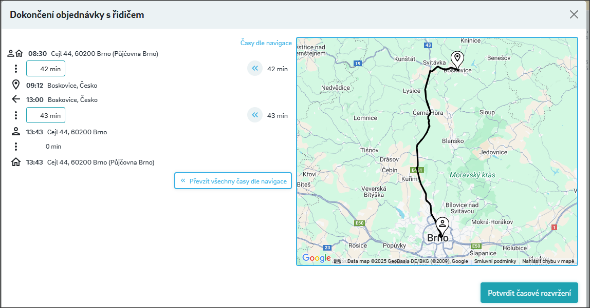 Vstup do optimalizace jízdy
