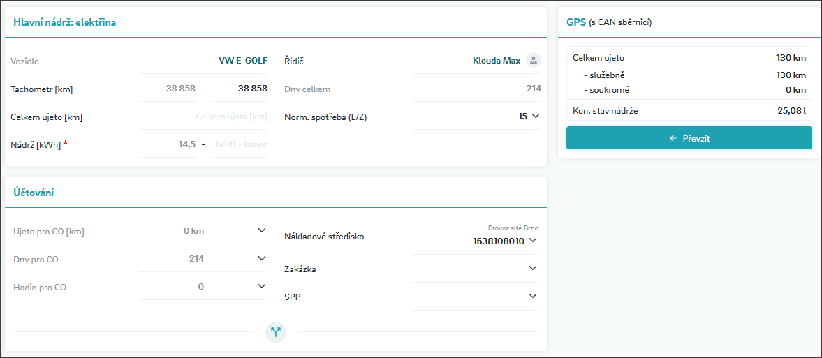 Vozidlo s jednou nádrží